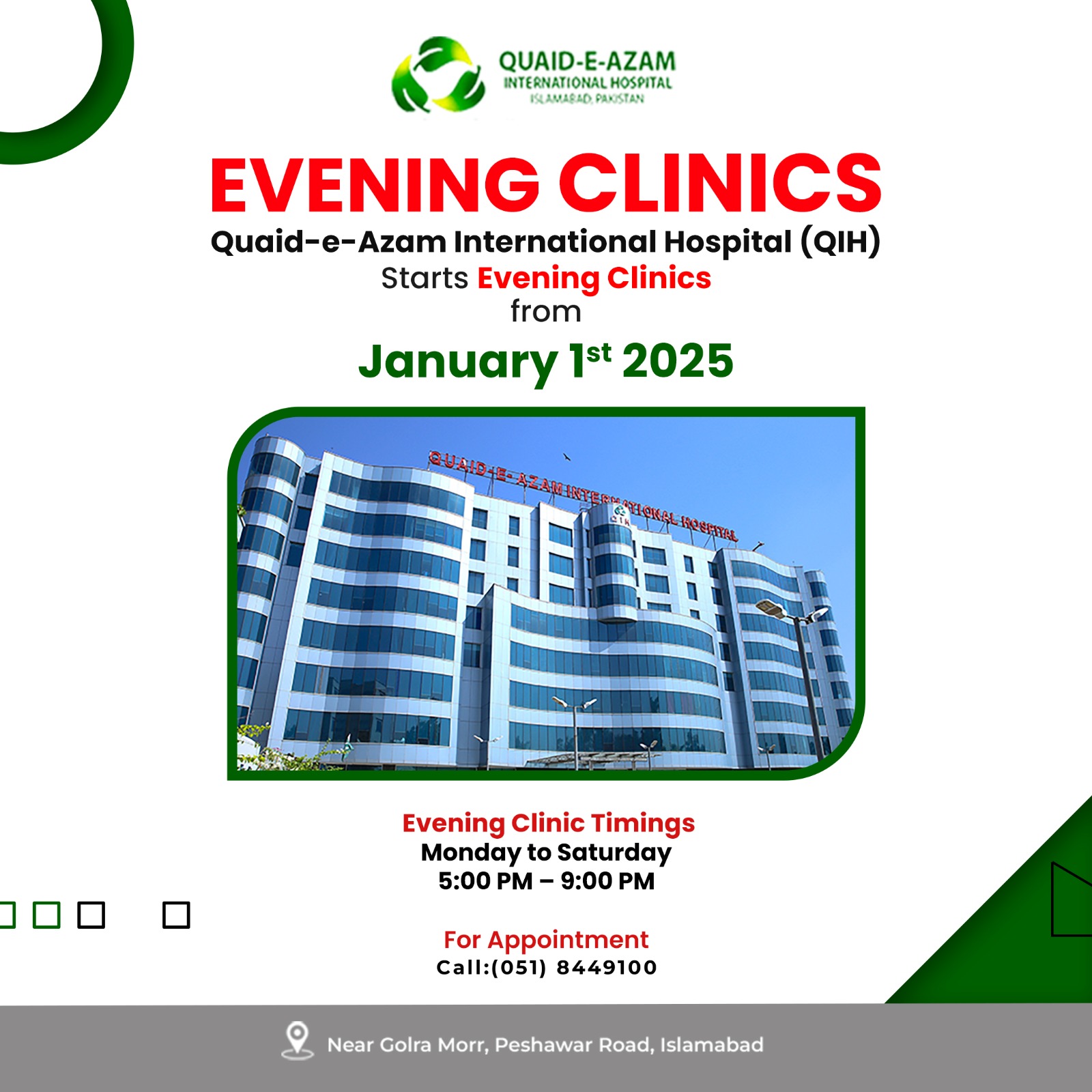 Evening Clinics Starting from January 1st 2025